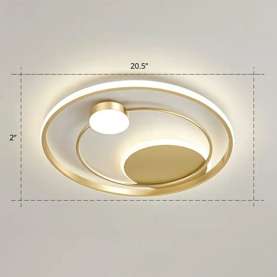 Gold Minimalist Led Ceiling Light With Flush Mount And Acrylic Shade / 20.5’ Remote Control