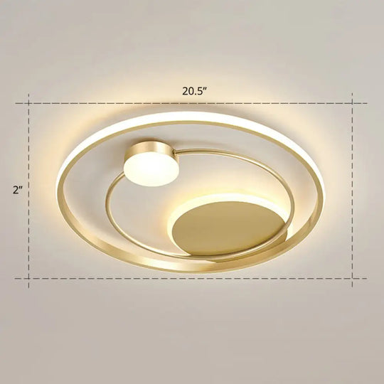 Gold Minimalist Led Ceiling Light With Flush Mount And Acrylic Shade / 20.5’ Warm