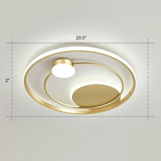 Gold Minimalist Led Ceiling Light With Flush Mount And Acrylic Shade / 20.5’ White