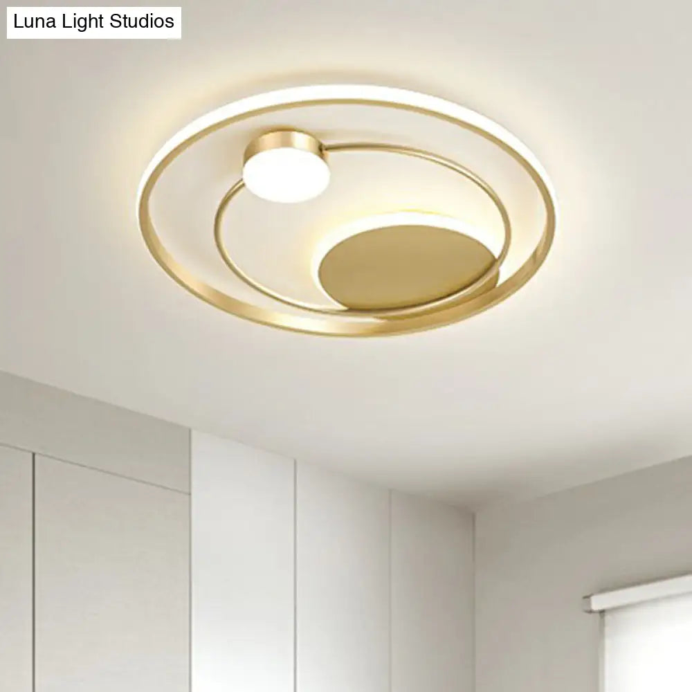 Gold Minimalist Led Ceiling Light With Flush Mount And Acrylic Shade