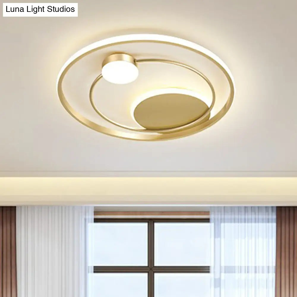 Gold Minimalist Led Ceiling Light With Flush Mount And Acrylic Shade