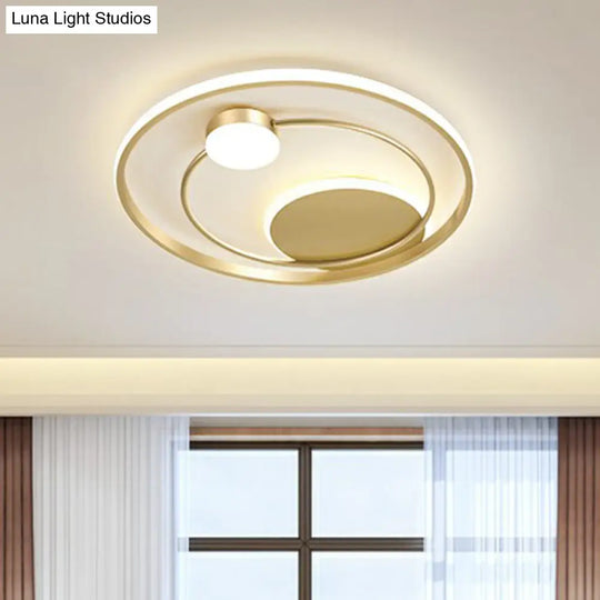 Gold Minimalist Led Ceiling Light With Flush Mount And Acrylic Shade