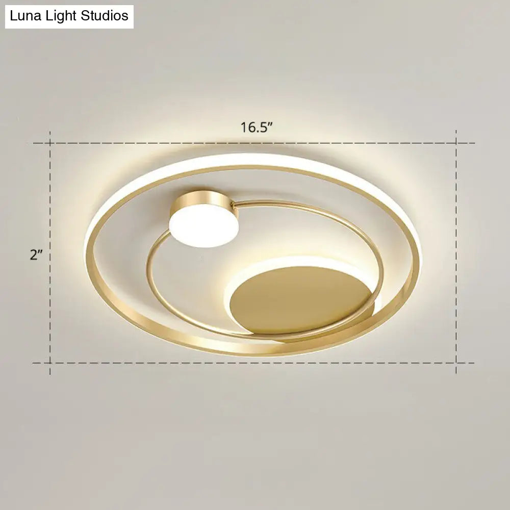 Gold Minimalist Led Ceiling Light With Flush Mount And Acrylic Shade / 16.5 Remote Control Stepless
