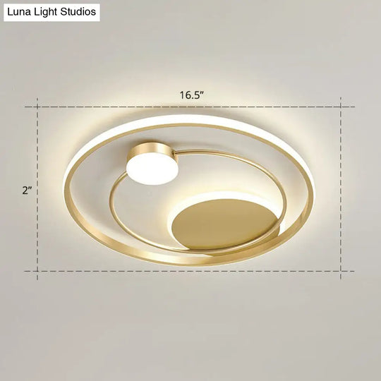 Gold Minimalist Led Ceiling Light With Flush Mount And Acrylic Shade / 16.5 Remote Control Stepless