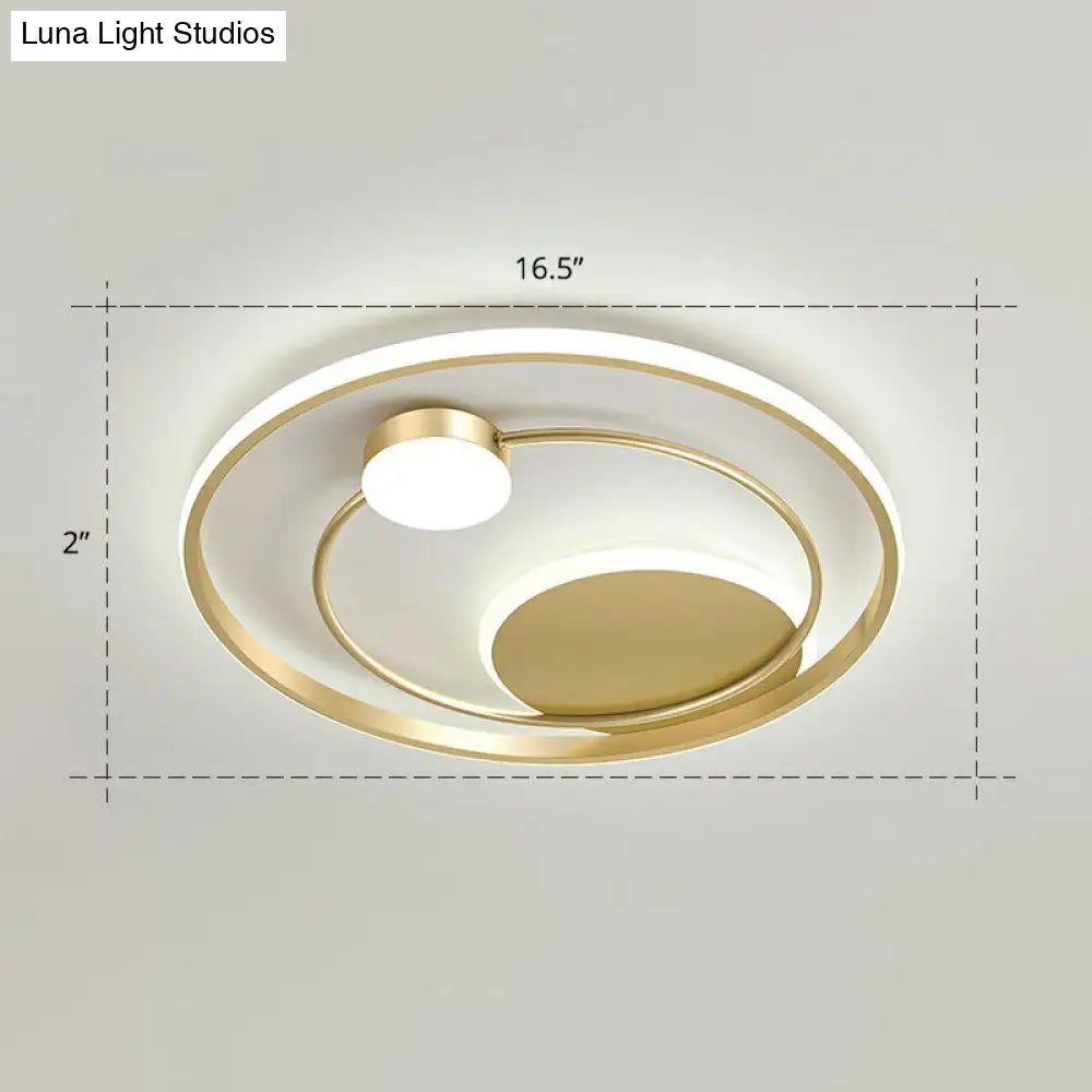 Gold Minimalist Led Ceiling Light With Flush Mount And Acrylic Shade / 16.5 White