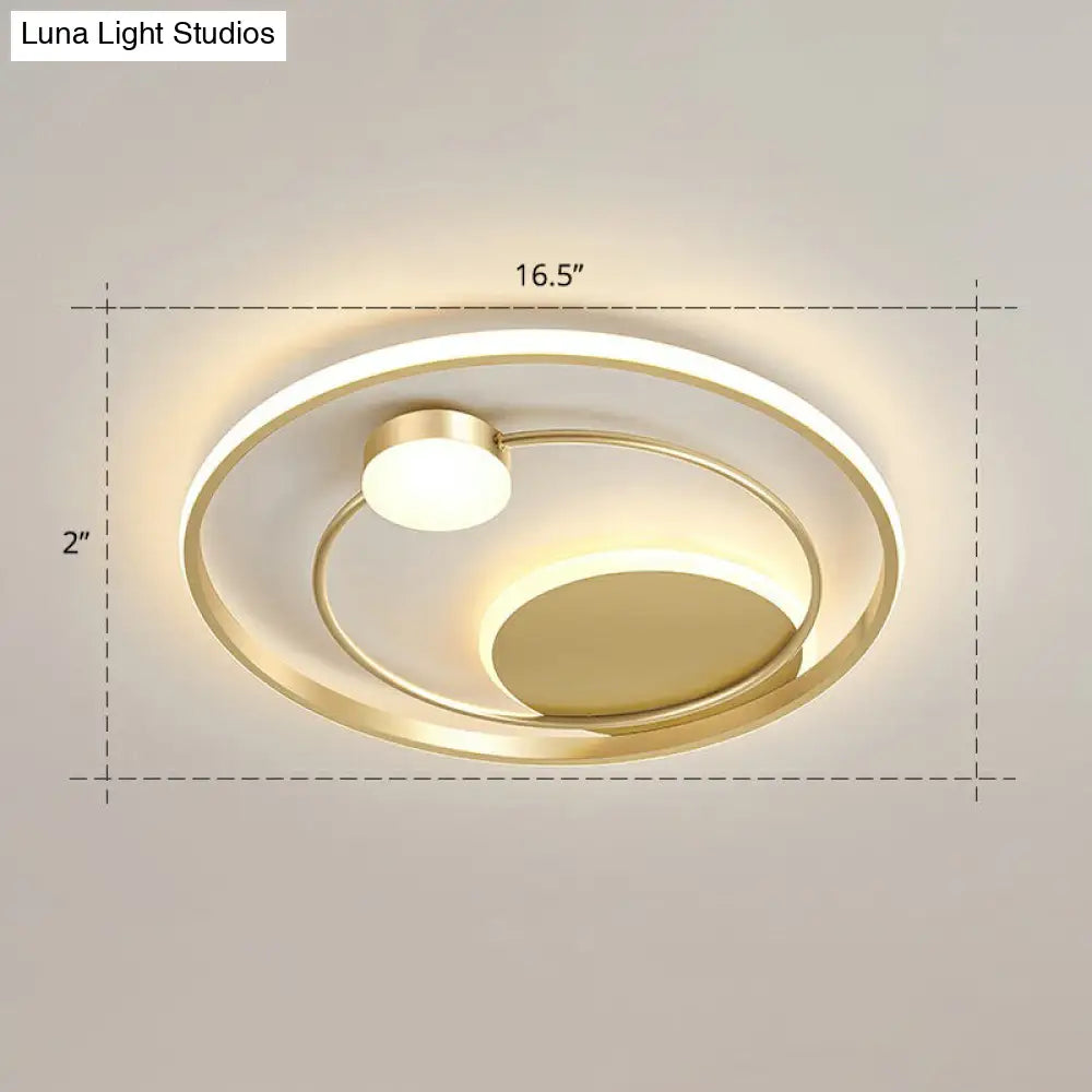 Gold Minimalist Led Ceiling Light With Flush Mount And Acrylic Shade / 16.5 Warm