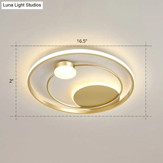 Gold Minimalist Led Ceiling Light With Flush Mount And Acrylic Shade / 16.5 Warm