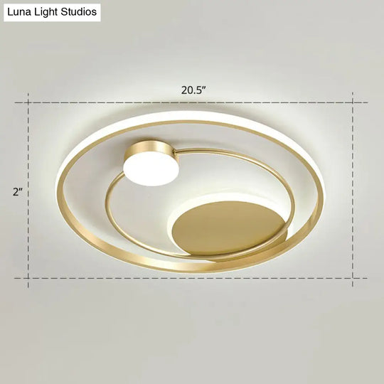 Gold Minimalist Led Ceiling Light With Flush Mount And Acrylic Shade / 20.5 White