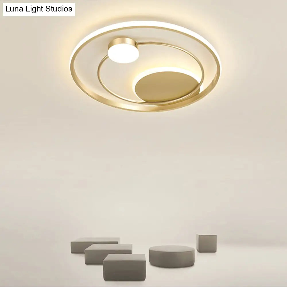 Gold Minimalist Led Ceiling Light With Flush Mount And Acrylic Shade