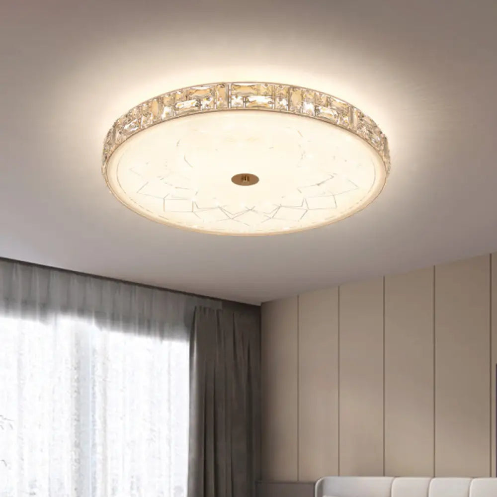 Gold Minimalist Led Ceiling Light With Glass Diffuser For Bedrooms