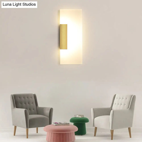 Gold Minimalist Led Wall Sconce For Hallway - Rectangular Acrylic Design