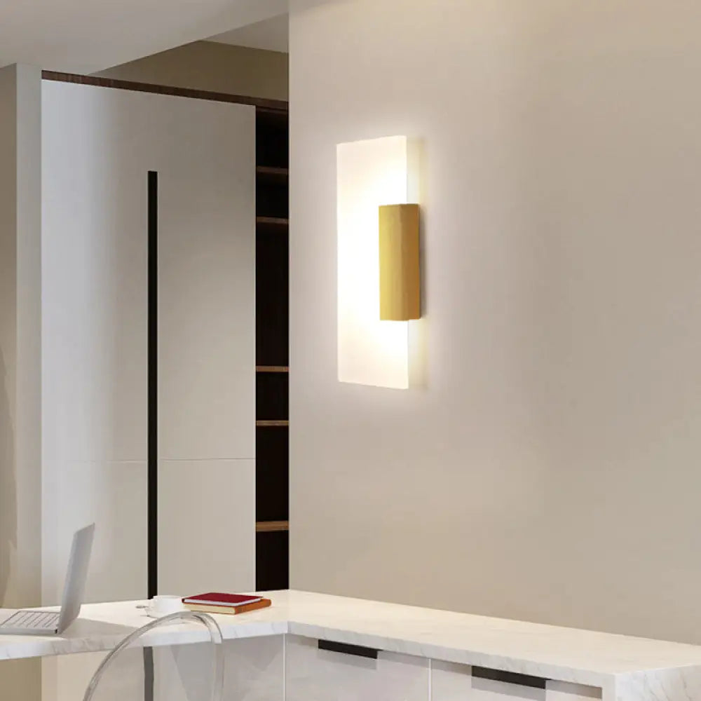 Gold Minimalist Led Wall Sconce For Hallway - Rectangular Acrylic Design / 11.5 Rectangle