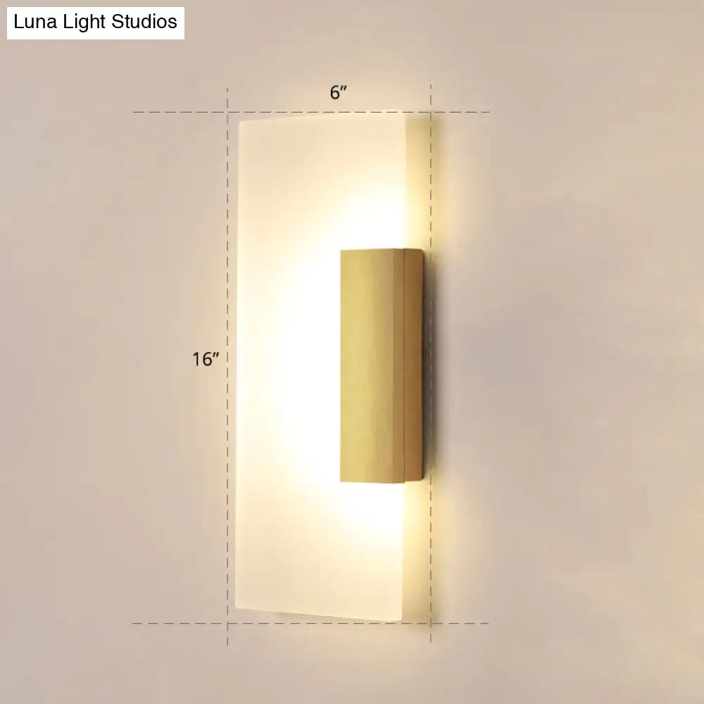 Gold Minimalist Led Wall Sconce For Hallway - Rectangular Acrylic Design