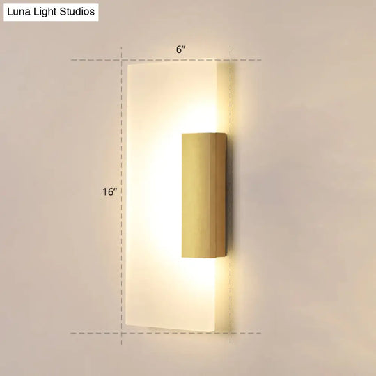 Gold Minimalist Led Wall Sconce For Hallway - Rectangular Acrylic Design