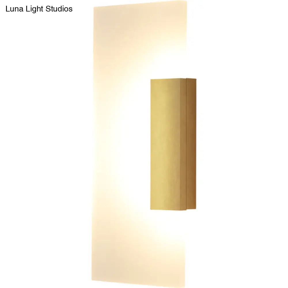 Gold Minimalist Led Wall Sconce For Hallway - Rectangular Acrylic Design