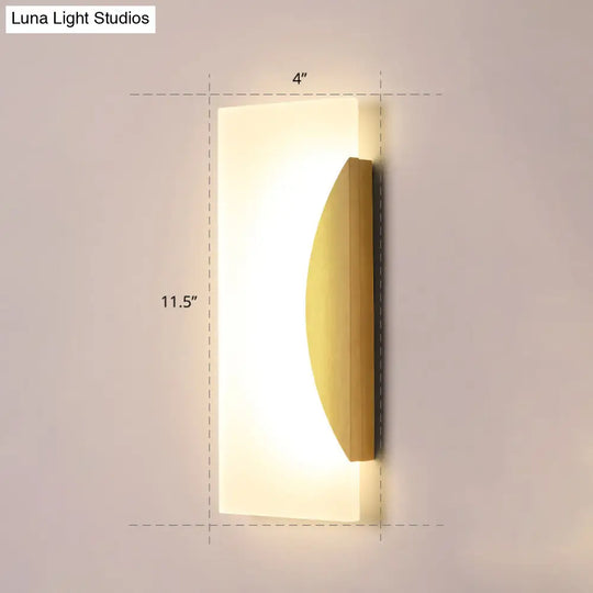 Gold Minimalist Led Wall Sconce For Hallway - Rectangular Acrylic Design