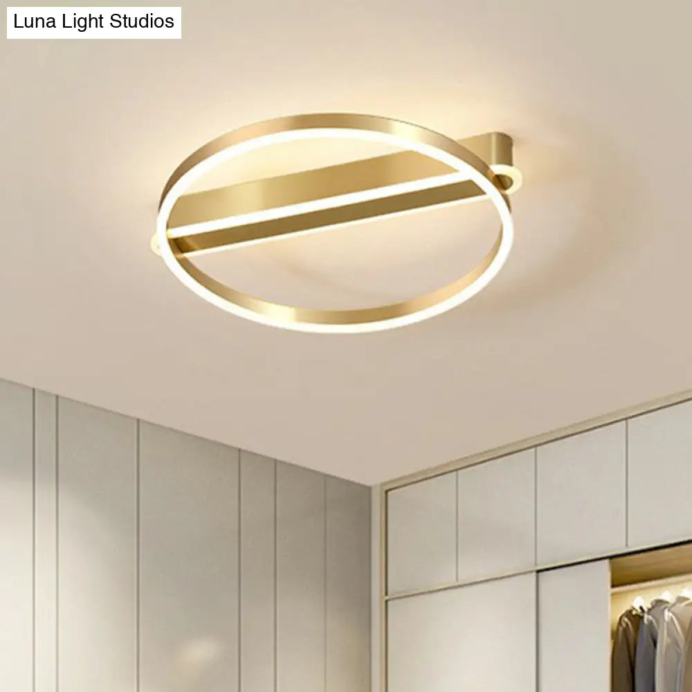 Gold Minimalist Metal Led Ceiling Light - Flush Mount For Bedroom