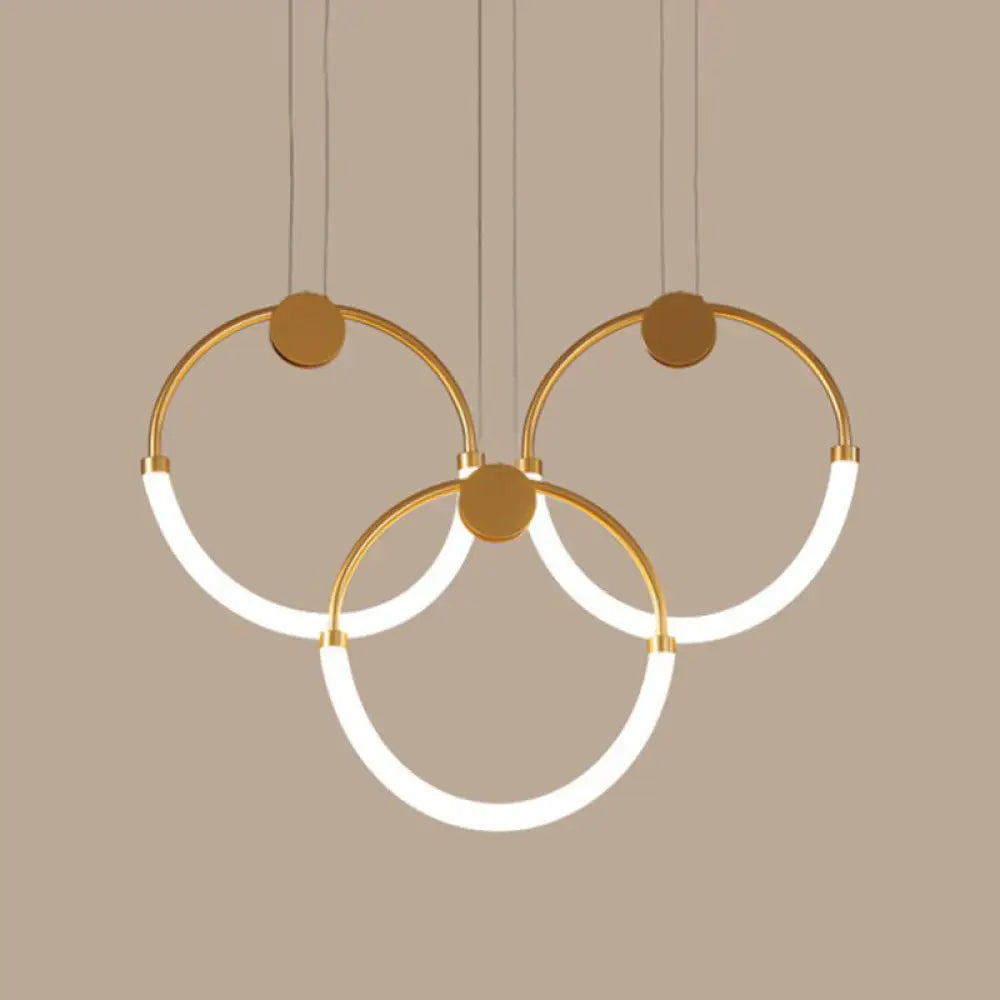 Gold Minimalistic Ring Pendant Led Ceiling Light For Living Room - Acrylic Island Lighting 3 / Warm