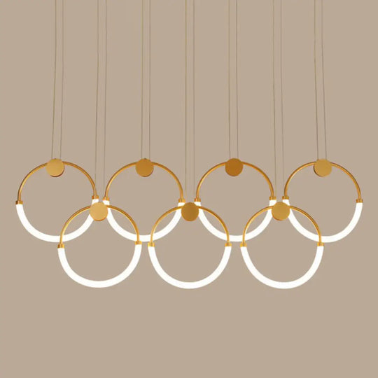 Gold Minimalistic Ring Pendant Led Ceiling Light For Living Room - Acrylic Island Lighting 7 / Warm