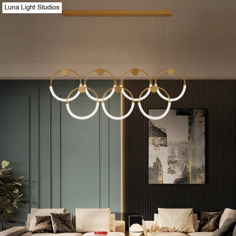 Gold Minimalistic Ring Pendant Led Ceiling Light For Living Room - Acrylic Island Lighting