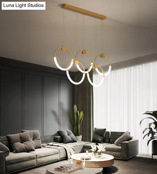 Gold Minimalistic Ring Pendant Led Ceiling Light For Living Room - Acrylic Island Lighting