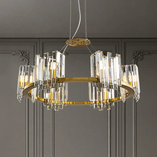 Gold Modern Crystal Cubic Ceiling Lamp With Annular Chandelier Design 6 / Clear