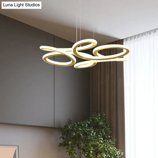 Gold Modern Led Chandelier Light With Aluminum Shade In Warm/White