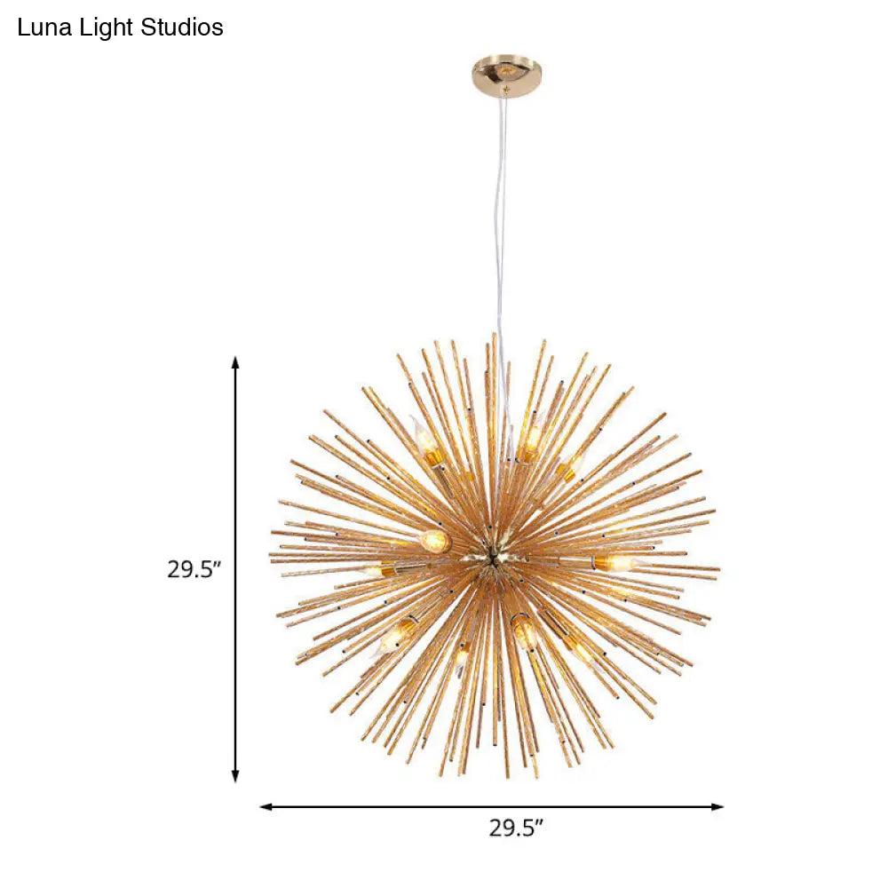 Gold Sea Urchin 12-Light Hanging Chandelier - Modern Restaurant Lighting Fixture