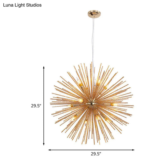 Gold Sea Urchin 12-Light Hanging Chandelier - Modern Restaurant Lighting Fixture