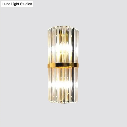 Gold Modern Wall Sconce Lamp With Crystal Shade - 1 2 Or 3 Bulb Options