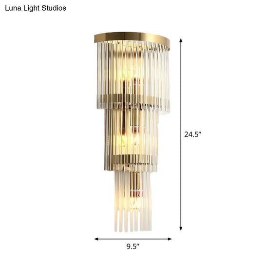 Gold Modern Wall Sconce Lamp With Crystal Shade - 1 2 Or 3 Bulb Options