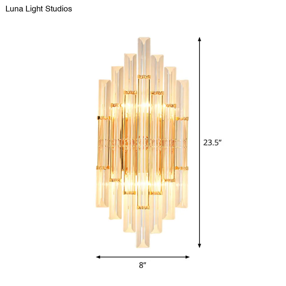 Gold Modern Wall Sconce Lamp With Crystal Shade - 1 2 Or 3 Bulb Options