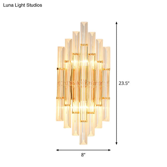 Gold Modern Wall Sconce Lamp With Crystal Shade - 1 2 Or 3 Bulb Options