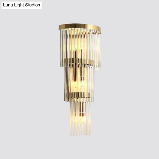 Gold Modern Wall Sconce Lamp With Crystal Shade - 1 2 Or 3 Bulb Options