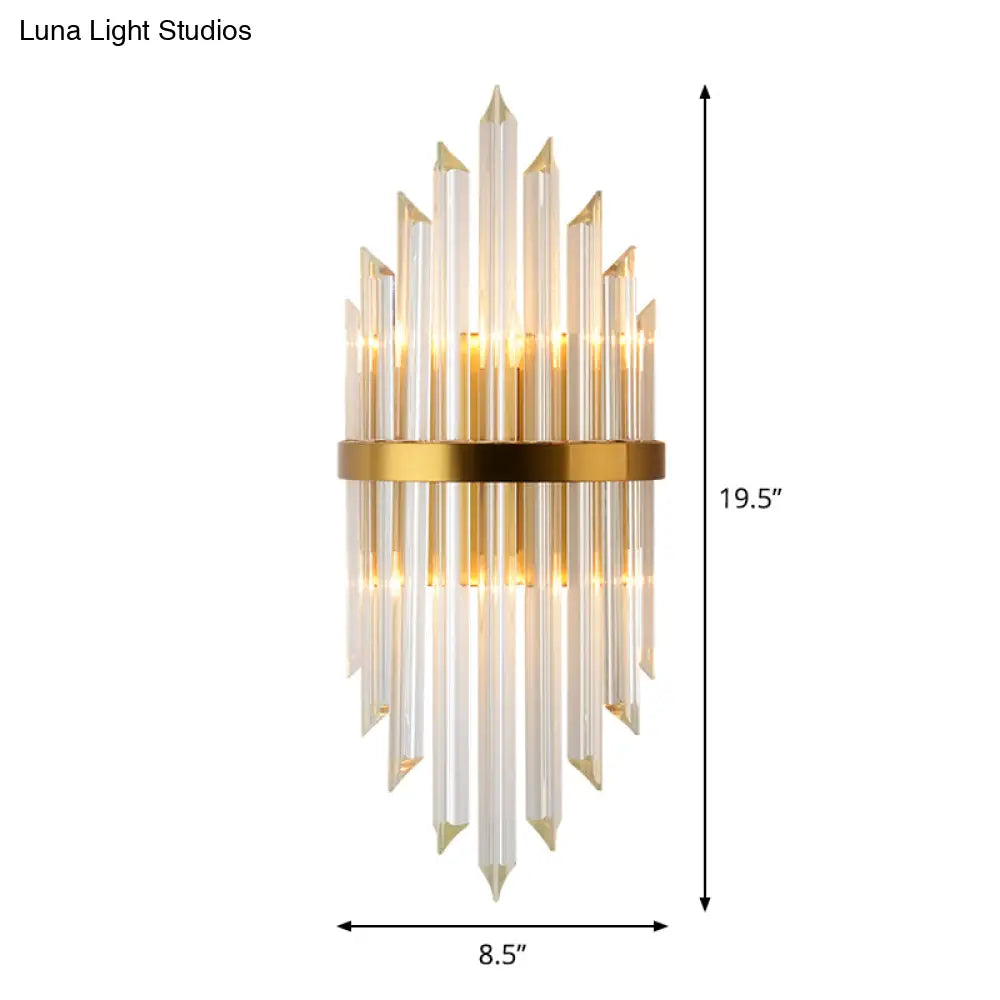 Gold Modern Wall Sconce Lamp With Crystal Shade - 1 2 Or 3 Bulb Options