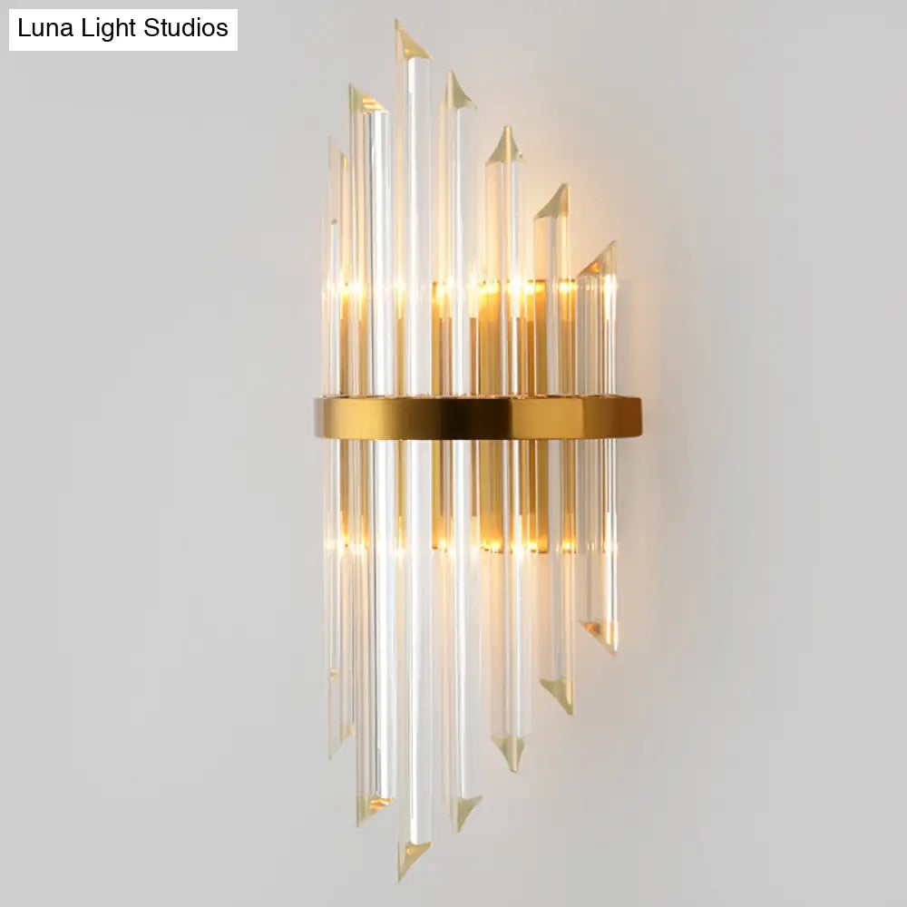 Gold Modern Wall Sconce Lamp With Crystal Shade - 1 2 Or 3 Bulb Options