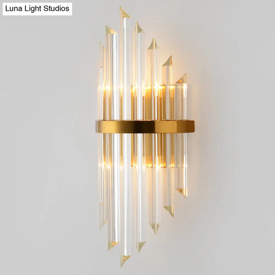 Gold Modern Wall Sconce Lamp With Crystal Shade - 1 2 Or 3 Bulb Options