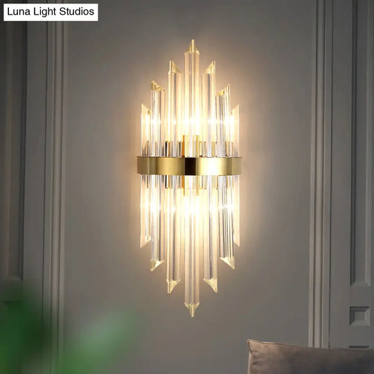 Gold Modern Wall Sconce Lamp With Crystal Shade - 1 2 Or 3 Bulb Options