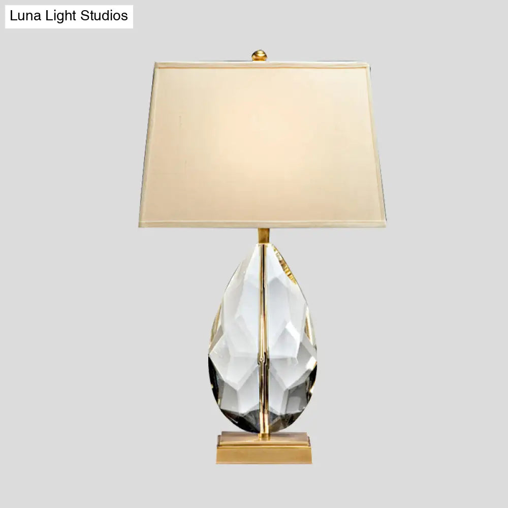 Gold Modernist Faceted Crystal Droplet Task Lamp With 1 Bulb