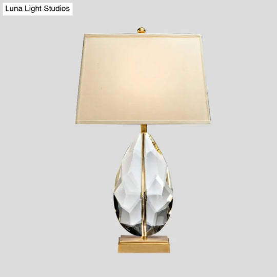 Gold Modernist Faceted Crystal Droplet Task Lamp With 1 Bulb