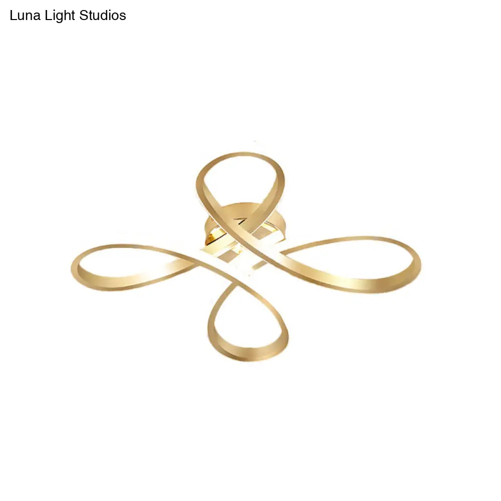 Gold Modernist Led Ceiling Fixture With Metallic Shade In Warm/White Light