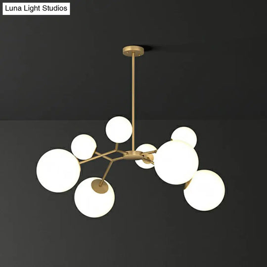 Gold Molecular Chandelier - Cream Glass Pendant Lighting Fixture