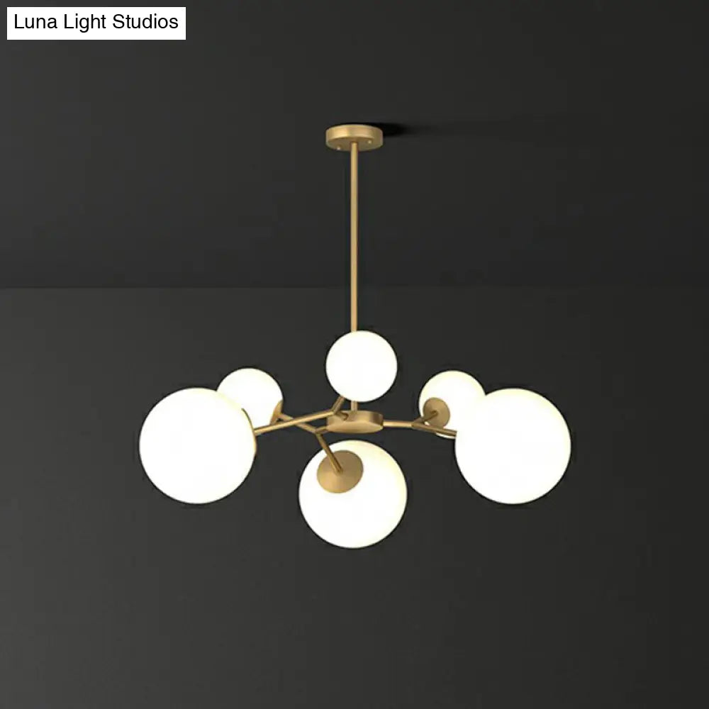 Gold Molecular Chandelier - Cream Glass Pendant Lighting Fixture