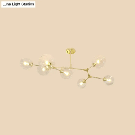 Gold Molecule Chandelier - Postmodern Metal Pendant With Clear Glass Shade 5/7-Light Ceiling Fixture