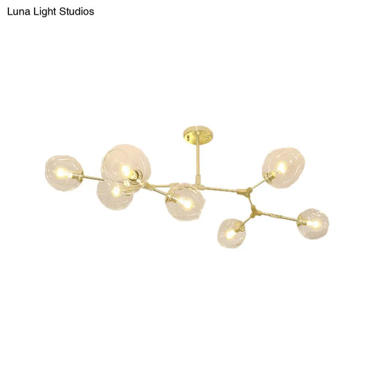 Gold Molecule Chandelier - Postmodern Metal Pendant With Clear Glass Shade 5/7-Light Ceiling Fixture