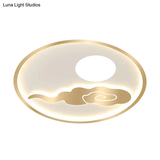 Gold Moon And Cloud Acrylic Led Bedroom Ceiling Light With Warm/White Glow