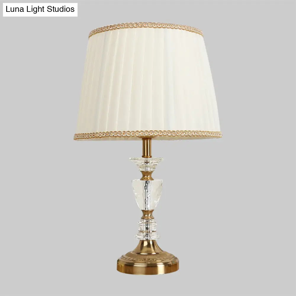 Gold Nightlight For Bedroom - Elegant Urn-Shaped Crystal Base Simple Bulb Table Lamp