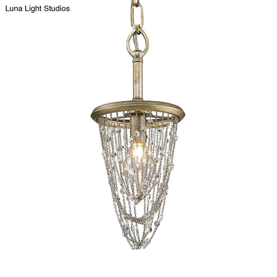 Gold Nordic Chandelier With Crystal Accent - Circular Metal Ceiling Light