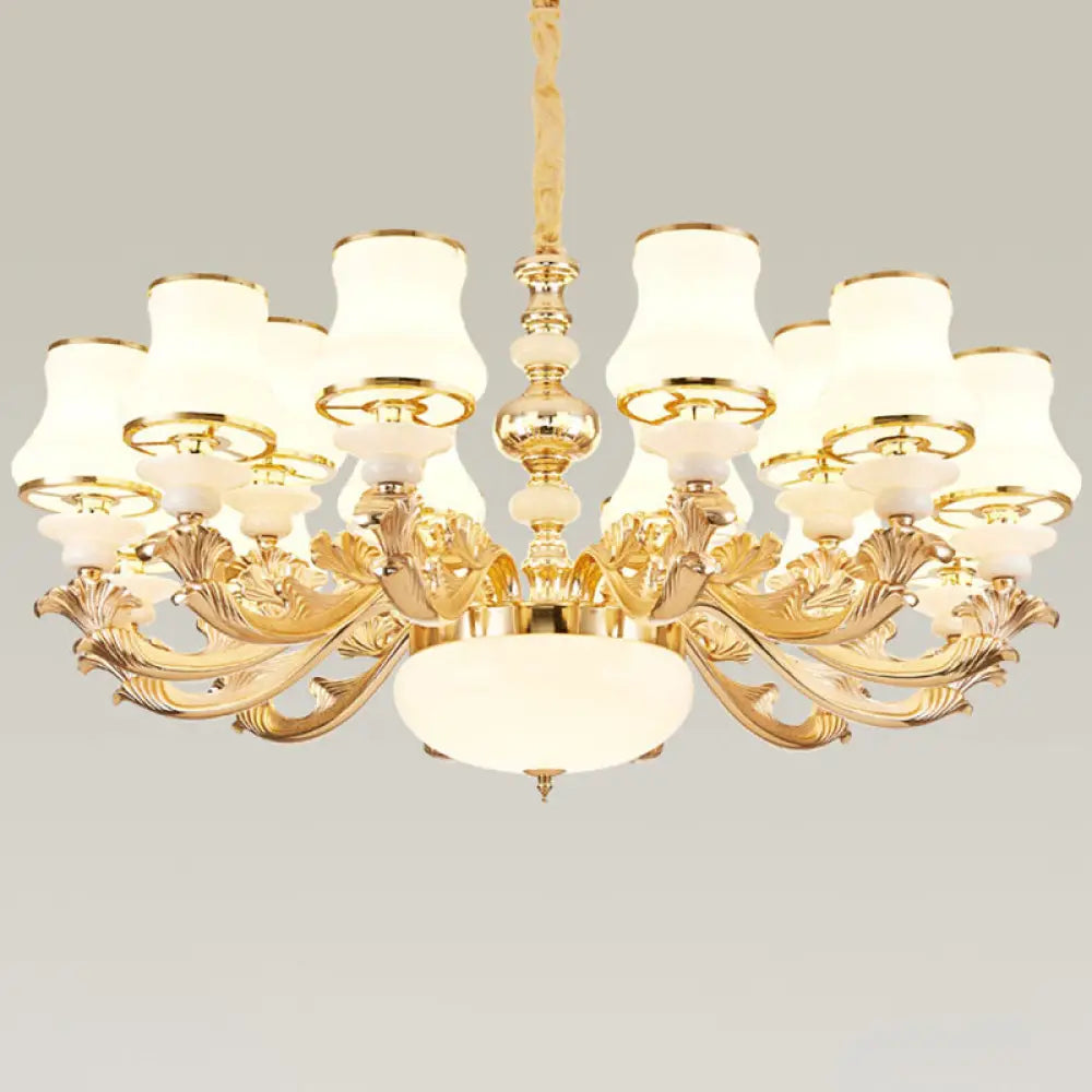 Gold Nordic Flared Chandelier Lamp With Milky Glass - Stylish Ceiling Light For Living Room 18 /