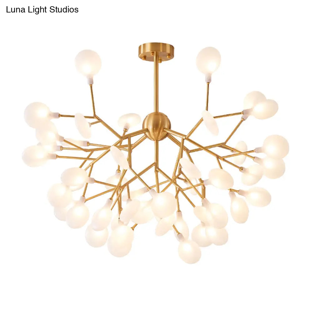 Gold Nordic Led Chandelier Pendant Light For Bedroom - Branched Firefly Design